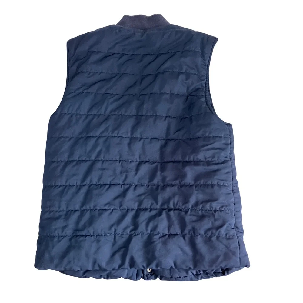 Nordstrom Men's Shop Navy Blue Quilted Puffer Vest‎ Snap Front Size M Medium